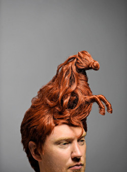 brockdavis:  Art for Esquire magazine. Piece for Esquire’s Grooming Spectacular: The Ramifications of a bold new haircut - in the October 2011 issue. My good friend Amy Meyer did a fantastic job creating the stallion hairpiece. Model is my friend Gabe.