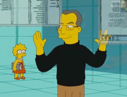 fuckyeahspringfield:  shenanig0ats Possible to make some Steve Mobs caps/gifs in memory of Steve Jobs? Very late, but here’s a screencap of Steve Mobs, the Simpsonized version of the late Steve Jobs. RIP 