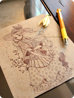 dancingphantom:  myrollingstar:  Haven’t drawn for awhile since I started school so I found a random piece of cardboard and doodled Drawing straight with pen is so challenging because I’m second guessing every line I make. I don’t understand how