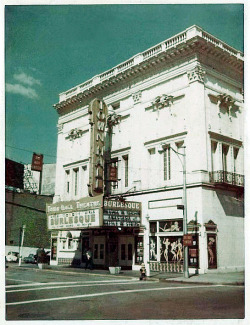 A polaroid photo of Toledo&rsquo;s &lsquo;TOWN HALL Theatre&rsquo;, as it looked in March of 1968.. This venue was owned and managed by retired Burlesk queen: Rose La Rose. The city pushed to take control of the building in an effort to renew and revitali