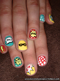 fashiontipsfromcomicstrips:  Manicure Monday: Comic nails, by Fleury Rose These are just lovely! 
