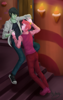 kiihay:  GAH! FINALLY! I finished &gt;3 This took me waaaaay too long. But I think I’m pretty happy with how it came out in the end.  Another Prince Gumball and Marshall Lee Fanart painting! XP I’m slowly starting to get into the rhythm of painting