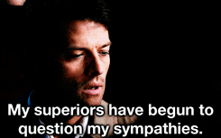 girlwithtulle:  nerdishh:  I love this line, because Cas says “humans in my charge” at first, meaning Dean AND Sam, but then he wants to make it absolutely clear that he’s just been getting too close to Dean. And then Dean stares at his dick. lolol