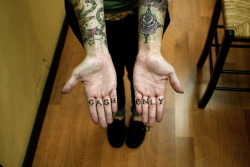 fuckyeahtattoos:  Cash only, jerks.  Reverse Knuckle Tattoos done by Sean Ambrose, owner and artist at Arrows &amp; Embers Custom Tattooing in Concord, NH. 