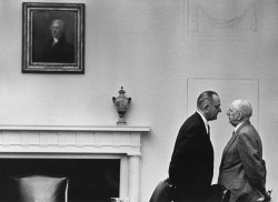 President Lyndon Johnson with Senator Richard Russell at the White House, Washington, DC photo by Yoichi Okamoto, 1963