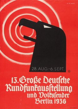 13 Grosse deutsche Rundfunkausstellung und Volkssender poster by Walter Riemer for the 13th German Radio Exhibition, Berlin, 1936