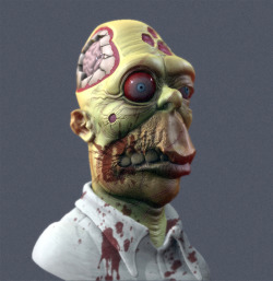 justinrampage:  Homer Simpson gets a 3D zombie redesign in deviantARTist TranzorZ3D’s new fan art model. We even get an original Homer to compare to. “Mmmmmmm braaaaains…” - Zombie Homer Zombie Homer Simpson / Original by TranzorZ3D Via: io9 