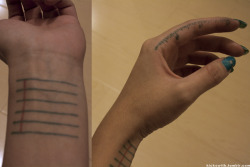 adventuretimegrabyourdog:This is my ruler and notepad tattoo. I believe that tattoos can be used for functionality as well as memory. I’m a designer, so I use the ruler for buttons, zippers, and trim widths. Usually the notepad has an address or to-do