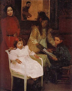 the-paintrist:  art-mirrors-art:  Joaquín Sorolla - My Family (c.1900)  In 1888, Sorolla returned to Valencia to marry Clotilde García del Castillo, whom he had first met in 1879, while working in her father’s studio. By 1895, they would have three