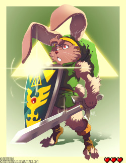 dodongodislikessmoke:  justinrampage:  Link’s innocent bunny transformation from Zelda: A Link to the Past takes shape in Hanzo Steinbach’s new fan art piece. Pesky wabbit! Related Rampages: Skyward Sword | Z-Overdrive (More) Bunny Link by Hanzo