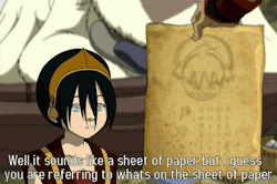   Toph’s blindness was one of the most excellently handled aspects of AtLA because it wasn’t treated like a disability. So often in shows (and especially children’s animation) disabled characters are limited to apperances in “very special episodes”