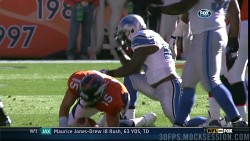 cajunboy:  A Detroit Lions player (I can’t tell who) just went Tebowing at the feet of Tebow himself. Amazing. UPDATE: It was Stephen Tulloch. And here’s a gif of him doing it.  What a jackass.  I love it.