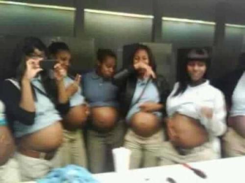 Pregnant young teen girl caption