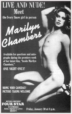 Inside Marilyn Chambers, 1977, newspaper advertisement