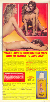 Magazine ad for Marilyn Chambers&rsquo; Love Oil, circa 1981