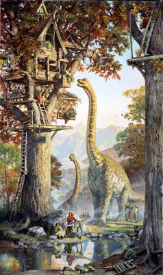 parkerhurley:  theartofanimation:  James Gurney: Dinotopia  This makes me so happy.  