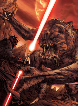 returnofthesithlords:  Darth Maul being attack by a Rancor   So much epic it&rsquo;s too much epic!