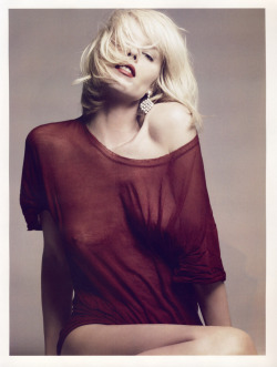 Eva Herzigova Photography by Hedi Slimane Styled by Emmanuelle Alt Published in Vogue Paris, October 2009