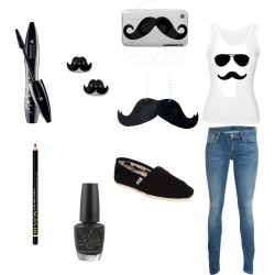 ihartmable:  MUSTACHES =} by mable916 featuring super skinny jeans MOTHER super skinny jeans, €259Toms shoes, £33Stud earrings, ű.99Revlon Crayon Yeux Eye Liner Pencil N°1 Black, €9,40MascaraOPI Nail Polish - Black Onyx, Ű.50Mustache up-all-nighr,