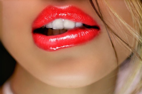 Hot blonde red lipstick hard sex