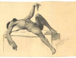 Reclining male nude, Gustav Klimt