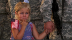 -injection:   Story behind this? Her dad was leaving on a 2 year deployment. She was crying, and wouldn’t let go of her dad’s hand, even when he stood in line, saluting. No one had the heart to break them apart.  i’ve reblogged this like 470348