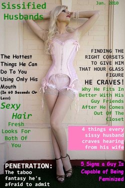 black-new-world-order:  feminization:  Great: “Sissified Husbands” the new magazine… :-)  WHEN THE NEW ORDER HAS BEEN FULLY IMPLEMENTED IN AMERICA, MS. KARLI KUNT FEELS CONFIDENT THAT MAGAZINES LIKE THIS ONE, CALLED “SISSIFIED HUSBANDS”, WILL