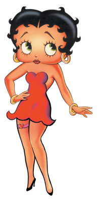bettybooplover:  Betty Boop doing one of her many classic pin-up poses. (Bettys other dress which appeared in comics and on dolls, had a little heart on the side of it) 