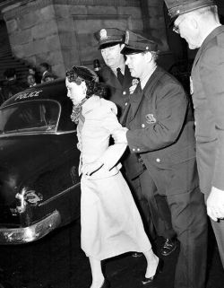  Lolita Lebrón being arrested after the armed assault at the House of Representatives in Washington D.C., on March 1, 1957.  She was part of a group of Puerto Rican Nationalists who organized to commit a number of attacks on several locations in the