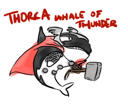 goddamnhella:  dryvodkamartini:  “Thorca”… Oh dear God, I can’t stop laughing. The drawings are not mine.  Tony Shark. That’s it, everyone go home. 