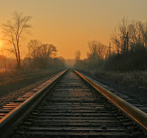 Railroad tracks parallel lines