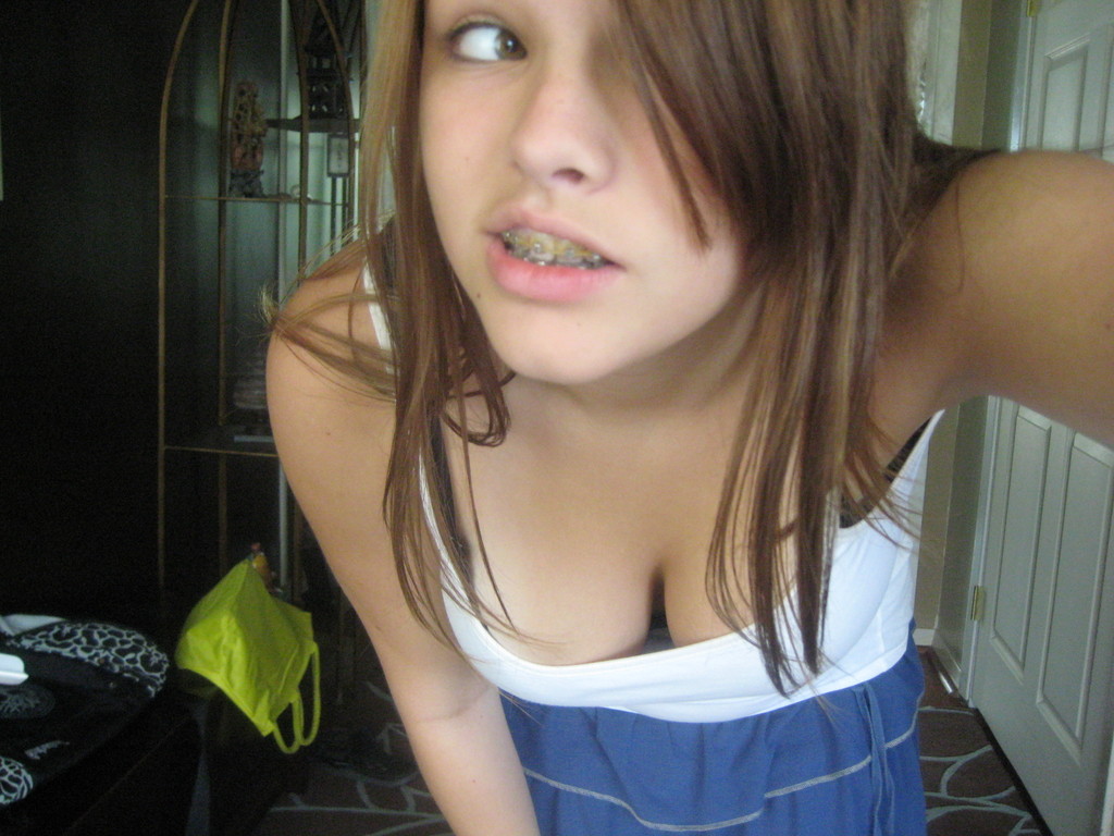 Cute young teen with braces