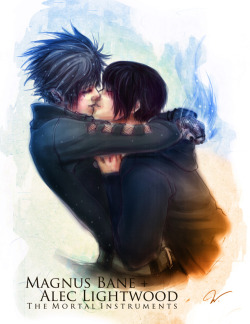apparate-to-idris:  If anyone knows who created this piece of INCREDIBLE artwork, please let me know. I need to credit them properly! This is pure gorgeousness. My favourite Malec fanart, I think. :D  