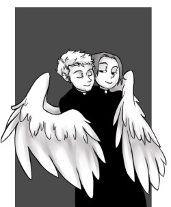 have some cutesy priest!sam/priest!lucifer doodles