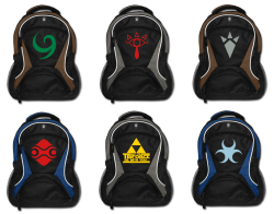 fuckyeahlink:  muchneededmerch submitted NEW Legend of Zelda backpacks! Kokiri, Sheikah, Goron, Gerudo, and Zora symbol bags plus one of the best selling designs “May The Triforce Be With You”.  You can choose from blue, grey, and new brown