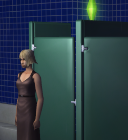   Hi, so you probably have just scrolled through pages and pages of girls with tans and cute shoes. But I bet you won’t reblog this picture of my sim, Rae, who has been trapped in a bathroom stall for 12 hours because this girl won’t move. She hasn’t