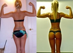 muffintop-less:  Still think lifting weights makes you manly? This girl clearly eats clean and does some heavy lifting.. she is curvy in all the right places!! This is such an awesome transformation wow. 