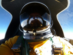 kn-27:  Self Portrait  NASA research pilot Tom Ryan manages a self-portrait while streaking over New Mexico in the ER-2 Earth Resources aircraft on a high-altitude mission carrying the MABEL laser instrument in April 2011.  MABEL (Multiple Altimeter Beam