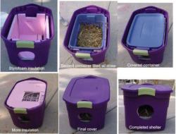  For those who are wondering how they can help outdoor cats in bad weather if they truly can’t take them in (even just for overnight), check out this pic on how to create simple shelters from storage bins. 