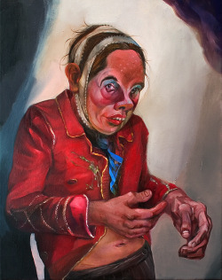 binnorie:  Gregory Jacobsen |  Self-Portrait in Fancy Red Jacket, oil on canvas, 18” x 14”, 2012 