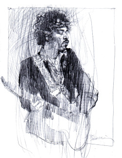 Jimi Hendrix by Bill Sienkiewicz :: scanned from Voodoo Child :: Berkshire Studios :: 1995