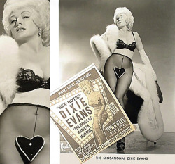 The Sensational &ldquo;Sex-Hotic&rdquo; Dixie Evans Late-period promo photo with newspaper ad for an appearance at Rose La Rose’s ‘TOWN HALL Burlesque’ theatre; in Toledo, Ohio..
