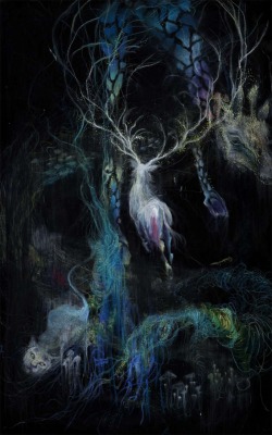 artchipel:  Nu Ryu - Forest |  Under the water. Pastels on fabric, 28x44inches (2008) [Tumblr Monday with artandopinion] 