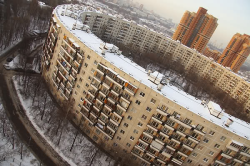 Ring-shaped Communist housing block, Moscow (date unknown).