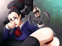 omgleagueoflegends:  5-ish:  School girl Vayne, as suggested by pondershuffle. I hope you like it!Thank you for sending me my first fan-mail on Tumblr!(I wasn’t aware there was such a format.)   I like. 
