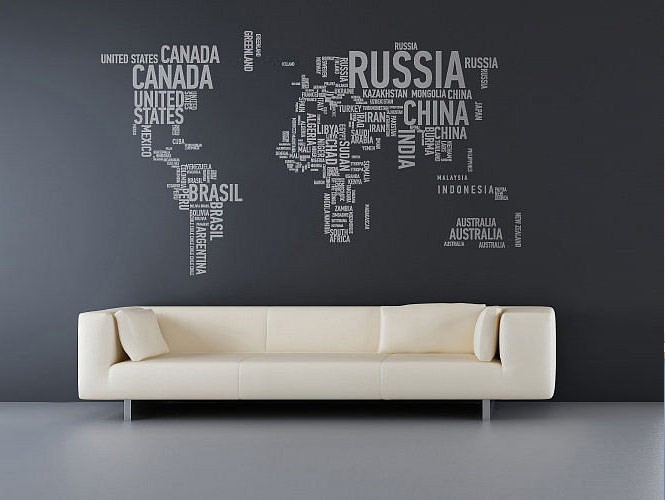 World map for wall boys room