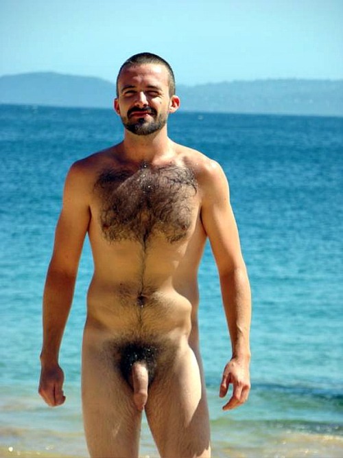Gay bear men on beach