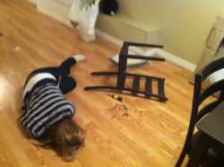 thezorigami:  ntemiko:  super—nerd:  roachpatrol:  rainbowbarnacle:  xploren:  My cousin, ashamed after building a chair from IKEA.  Oh god I feel terrible for cackling at this.  Help every time I stop laughing I just look at that fucked up chair again. 
