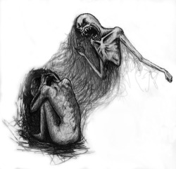 forever-tainted:  blondejob:  cut-and-bleed:  mind-mountains:  I love this drawing, but I hate it. I love how the artist has captured mental illness perfectly. I hate what it represents and illustrates - because it illustrates my everyday struggle. I