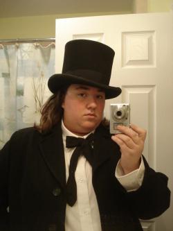 cklikestogame:  tarajenkins:  cklikestogame:  Typical Facebook shot but I wanted to have a mock up of what my Penguin costume is going to look like. Still need a proper bow tie (that is a thin black tie in the shot), new shoes, make a monocle and I need
